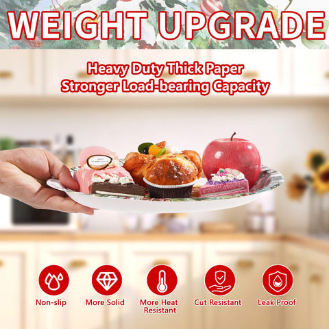 50 Pcs Xmas Tree Bird Oval Paper Plates