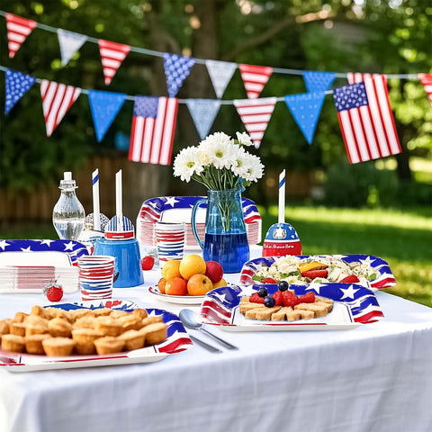 50Pcs 4th of July Square Paper Plates - Grencian