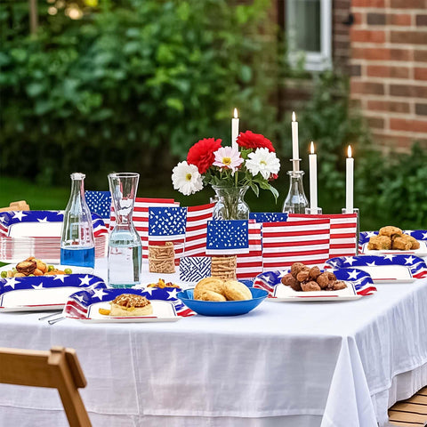 50Pcs 4th of July Square Paper Plates - Grencian