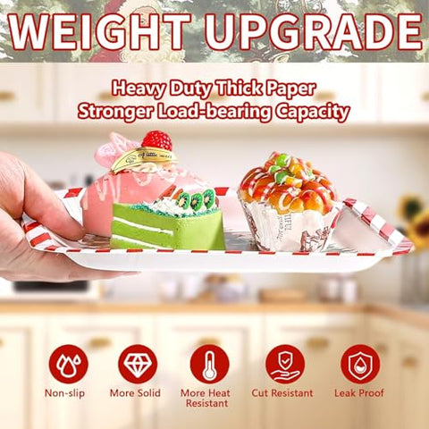 50Pcs 9 Inch Santa Claus Trees Square Paper Plates - Grencian