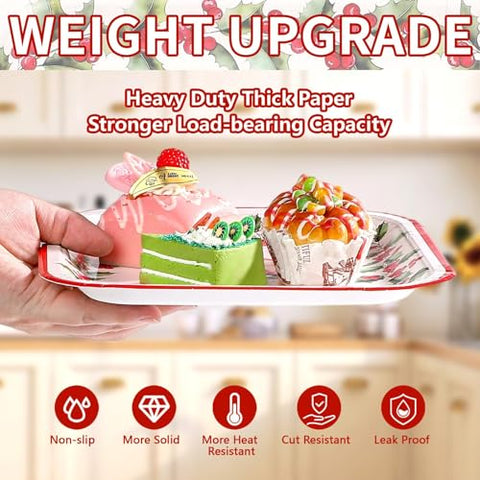 50Pcs 9 Inch Santa Claus Wreath Square Paper Plates - Grencian