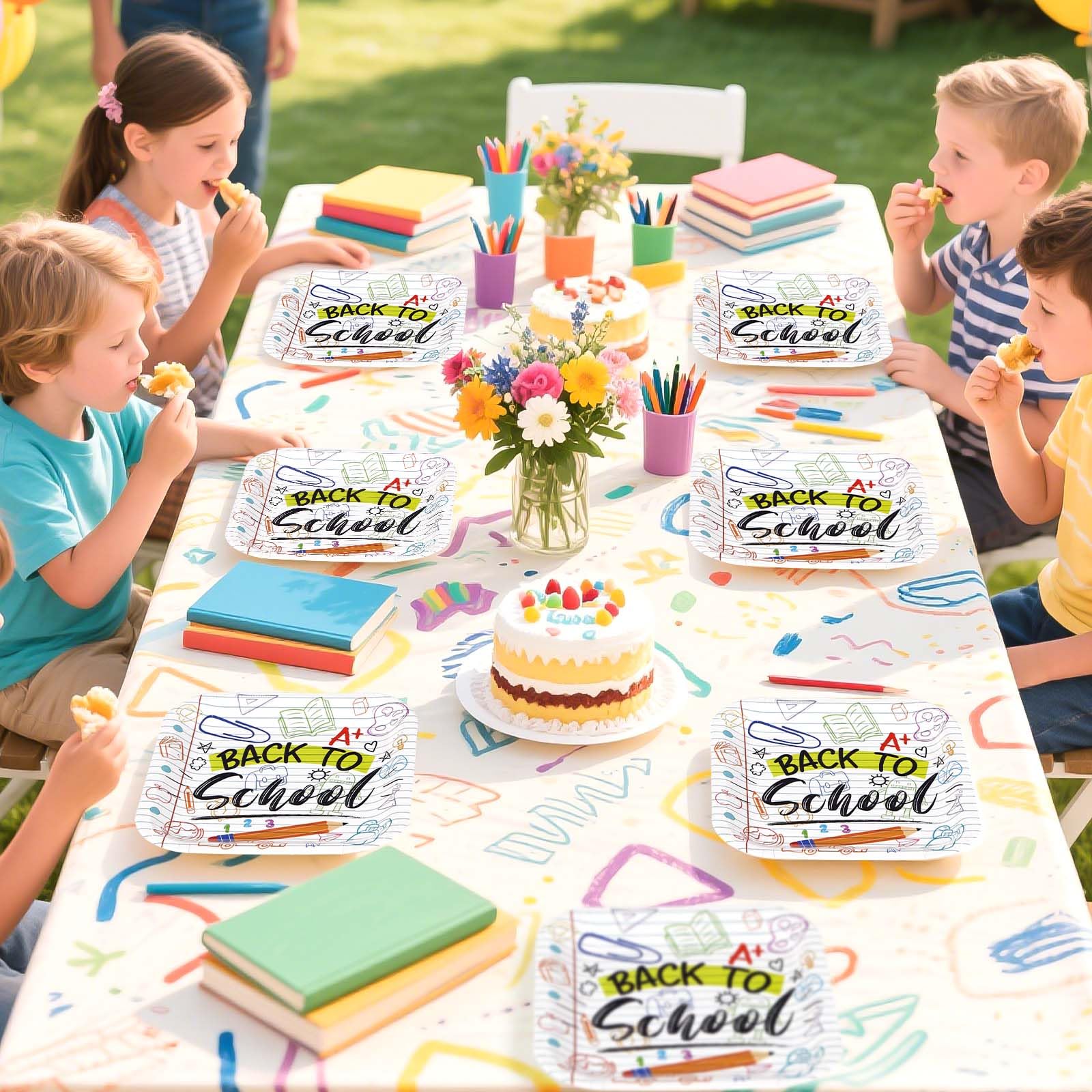 50Pcs Back to School Square Paper Plates