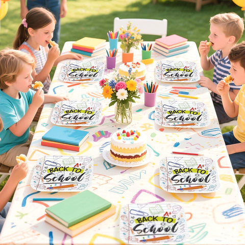 50Pcs Back to School Square Paper Plates
