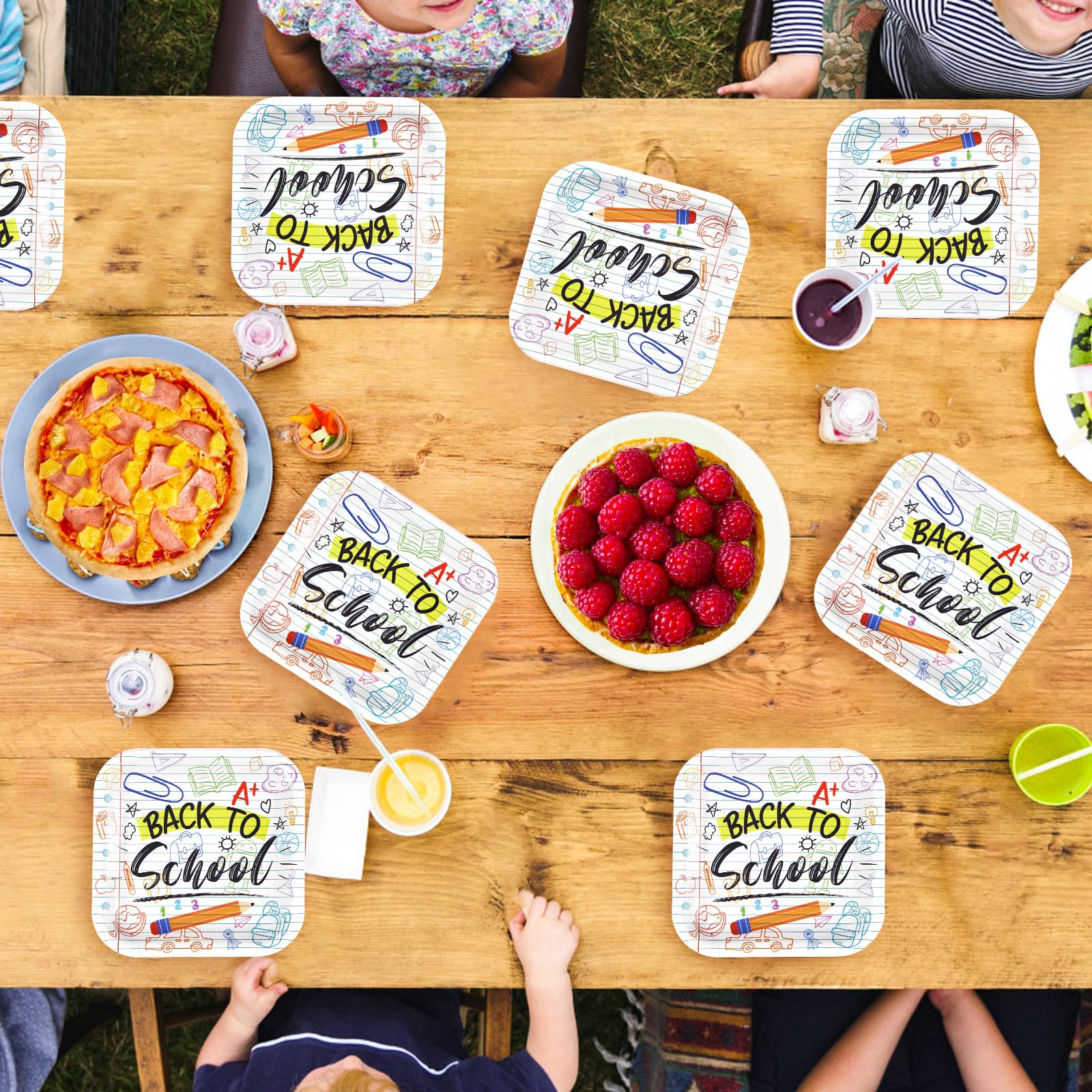 50Pcs Back to School Square Paper Plates