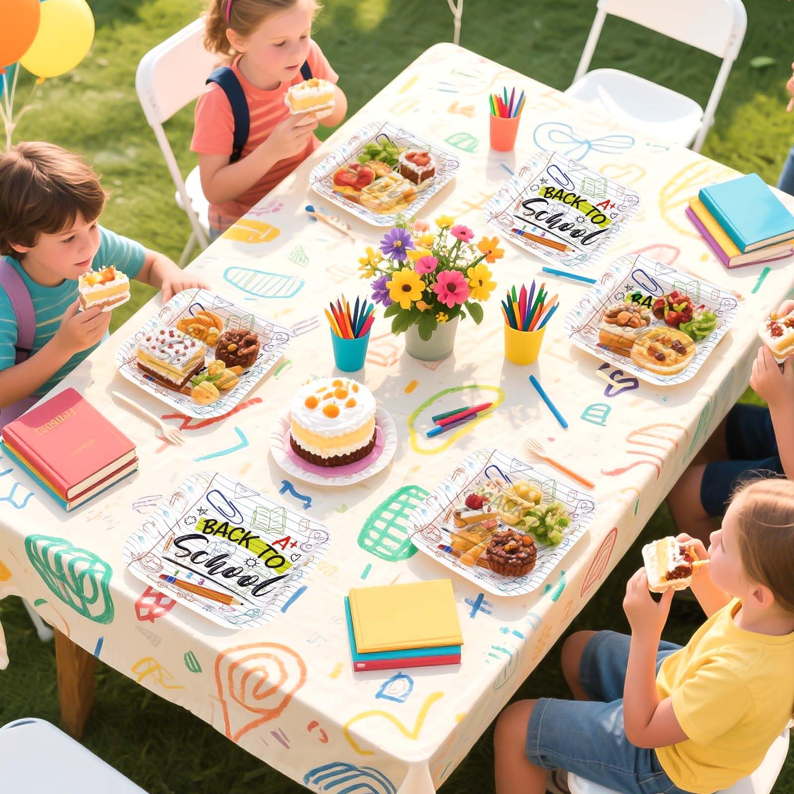 50Pcs Back to School Square Paper Plates