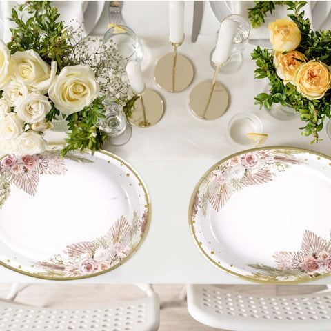 50Pcs Boho Oval Paper Plates - Grencian