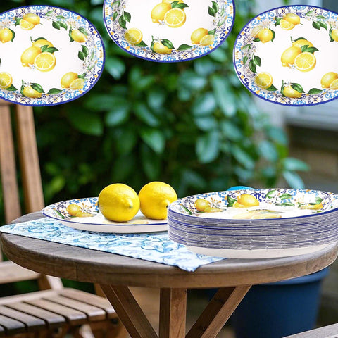 50Pcs Capri Lemon Oval Paper Plates - Grencian