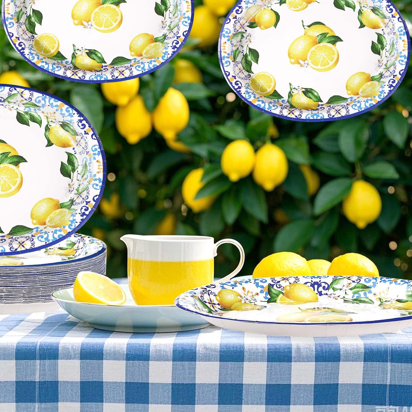 50Pcs Capri Lemon Oval Paper Plates - Grencian