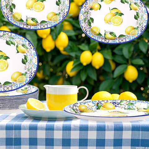 50Pcs Capri Lemon Oval Paper Plates - Grencian