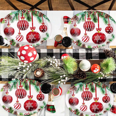 50Pcs Christmas Ball Oval Paper Plates - Grencian