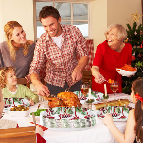 50Pcs Christmas Ball Oval Paper Plates - Grencian