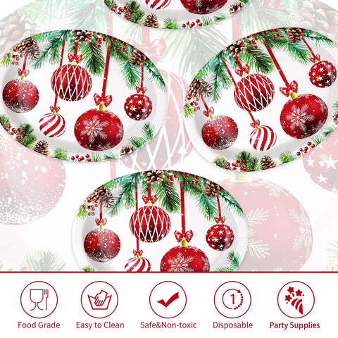 50Pcs Christmas Ball Oval Paper Plates - Grencian