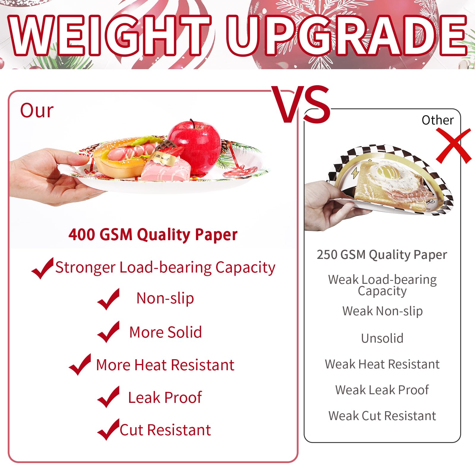 50Pcs Christmas Ball Oval Paper Plates - Grencian