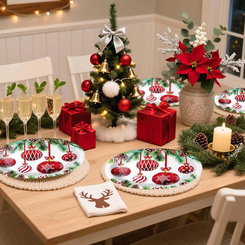 100 Pcs Christmas Balls Oval Paper Plates - Grencian