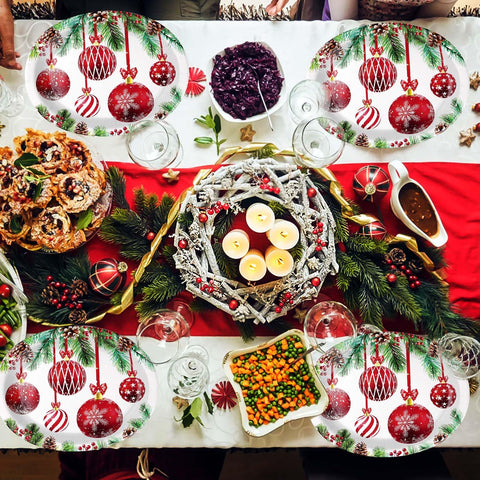 100 Pcs Christmas Balls Oval Paper Plates - Grencian