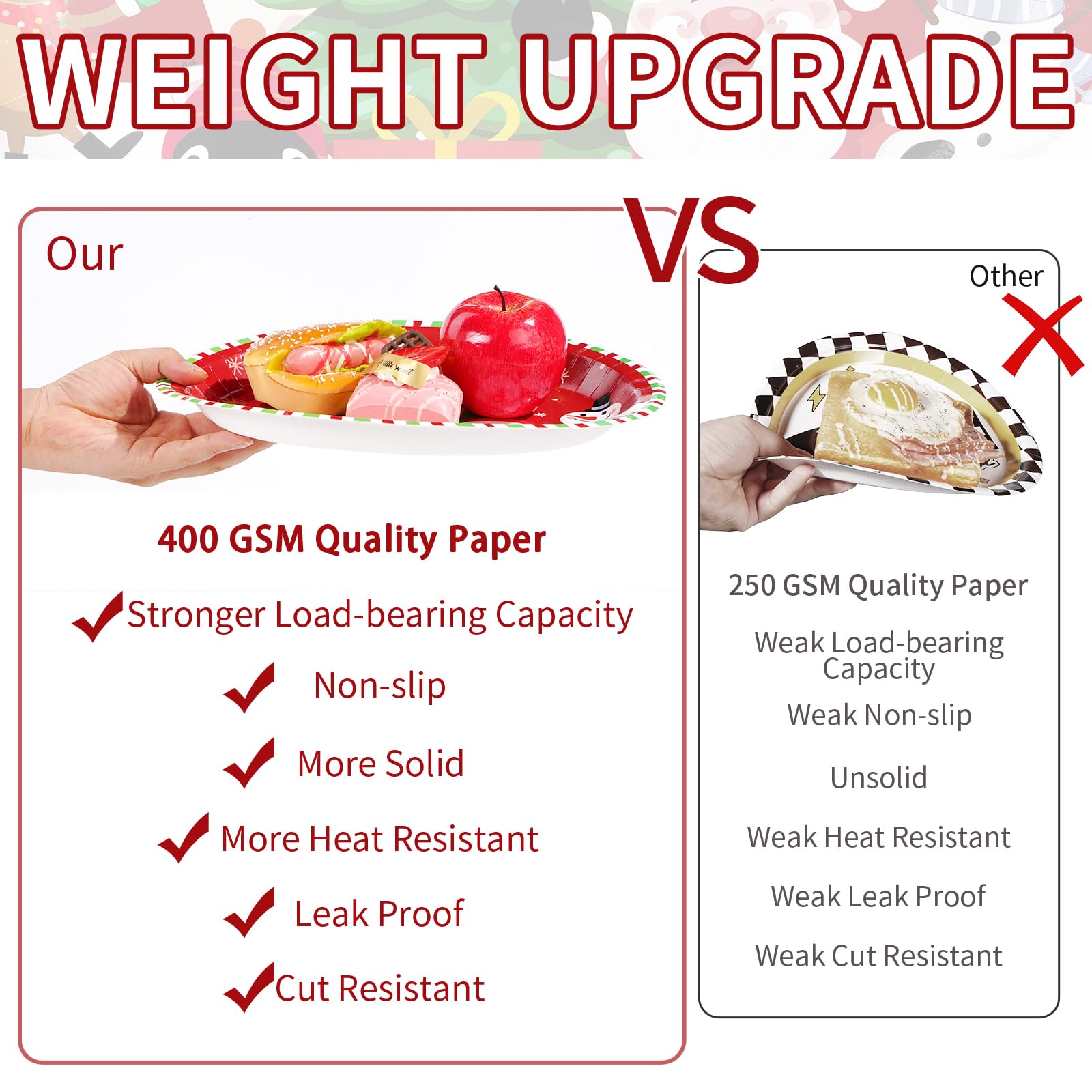 50Pcs Christmas Cartoon Animal Oval Paper Plates - Grencian