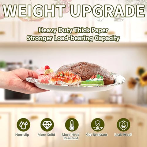 50Pcs Christmas Farmhouse Oval Paper Plates - Grencian