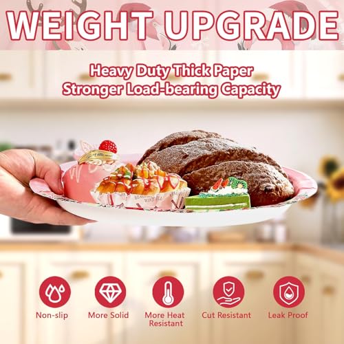 50Pcs Christmas Flamingo Oval Paper Plates - Grencian