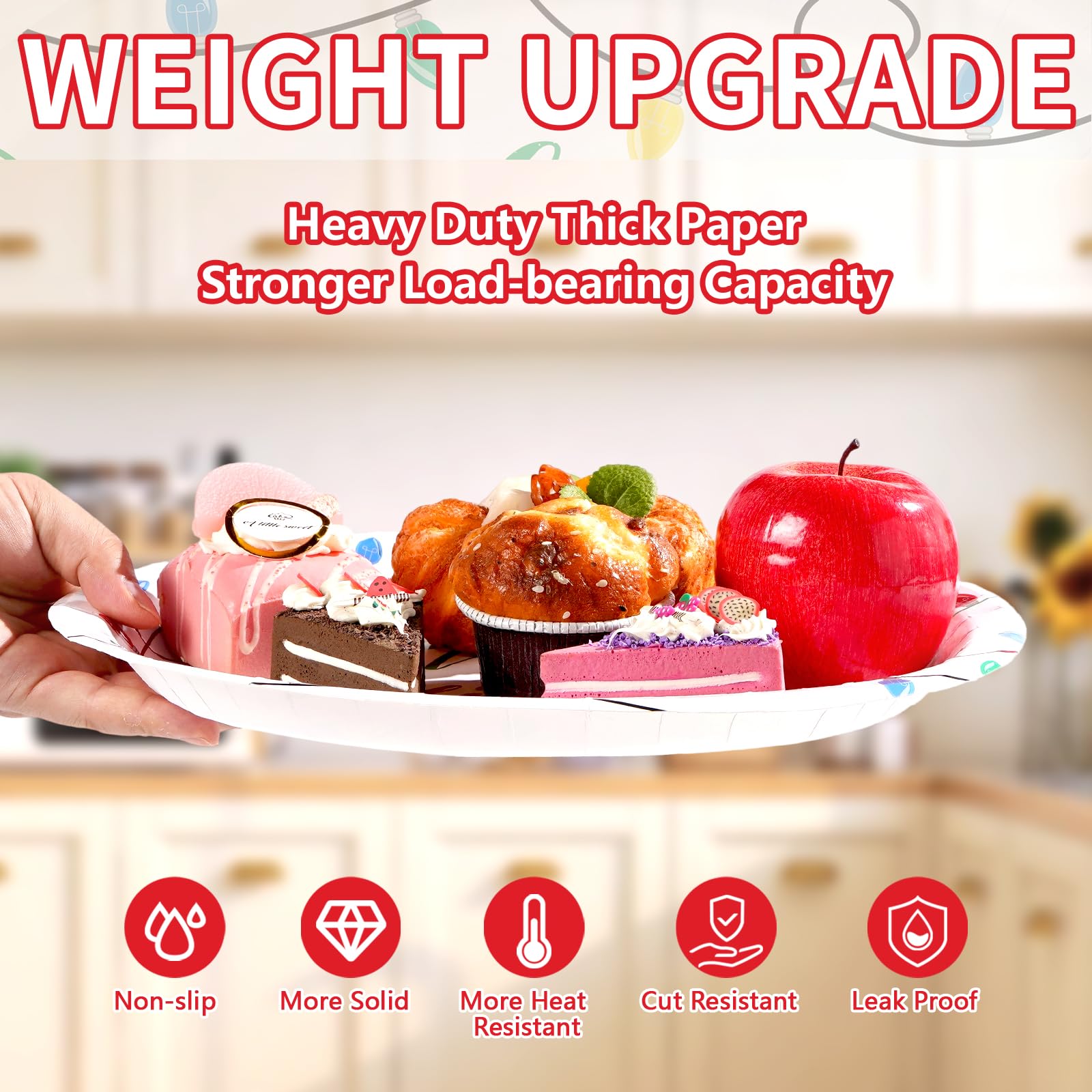 50Pcs Christmas Light Bulb Oval Paper Plates - Grencian