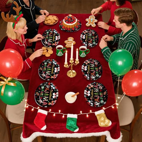 50Pcs Christmas Pajama Oval Paper Plates - Grencian
