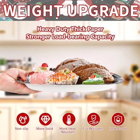 50Pcs Christmas Pajama Oval Paper Plates - Grencian