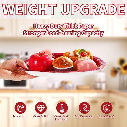 50Pcs Christmas Pine Trees Oval Paper Plates - Grencian