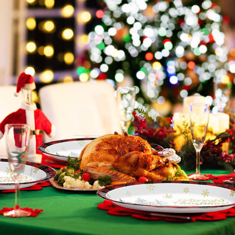 50Pcs Christmas Red Truck Oval Paper Plates - Grencian