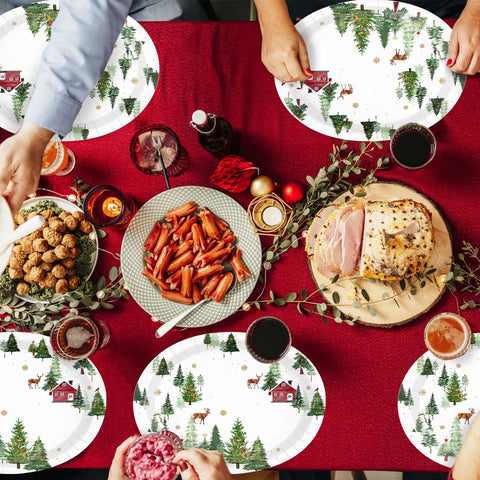 50Pcs Christmas Road Oval Paper Plates - Grencian