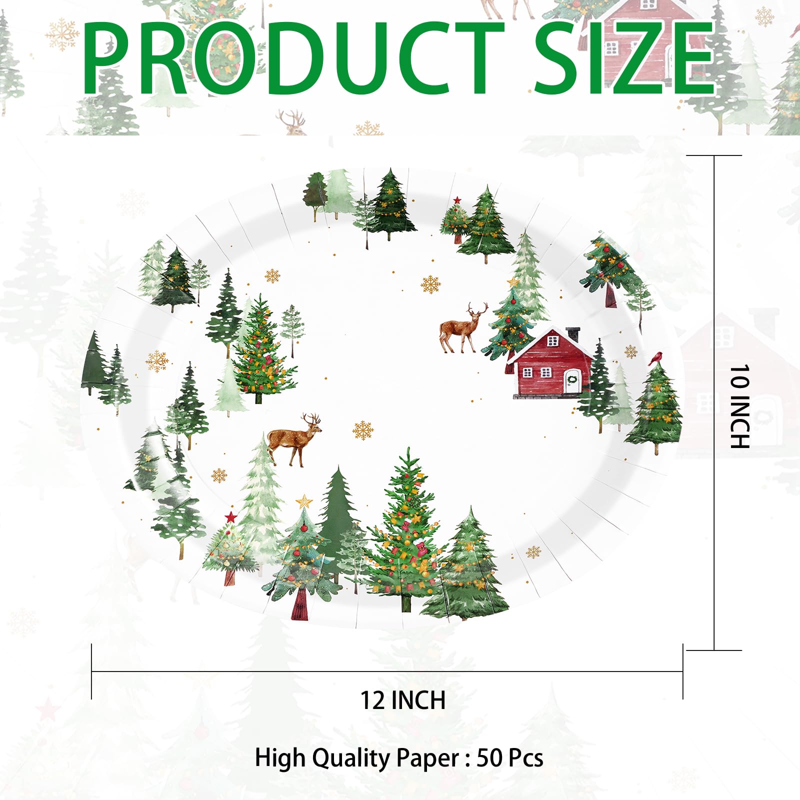 50Pcs Christmas Road Oval Paper Plates - Grencian