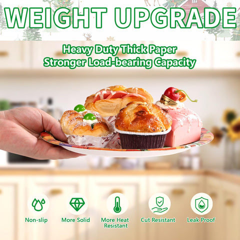 50Pcs Christmas Road Oval Paper Plates - Grencian