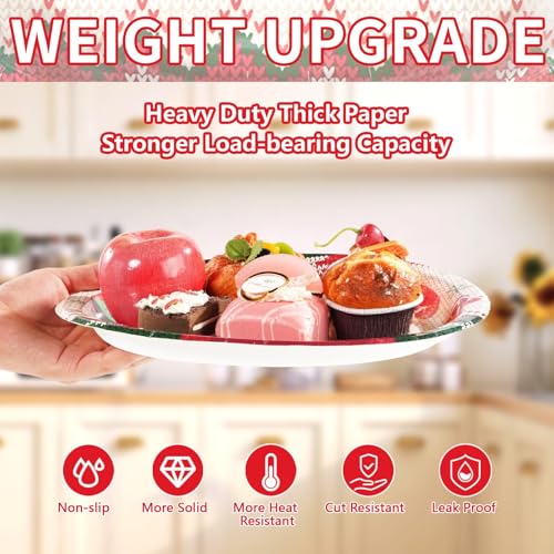 50Pcs Christmas Sweater Oval Paper Plates - Grencian