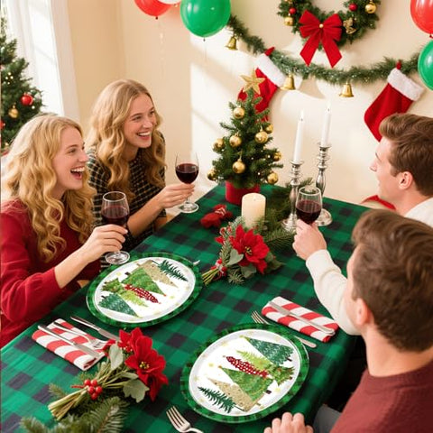 50Pcs Christmas Trees Oval Paper Plates - Grencian