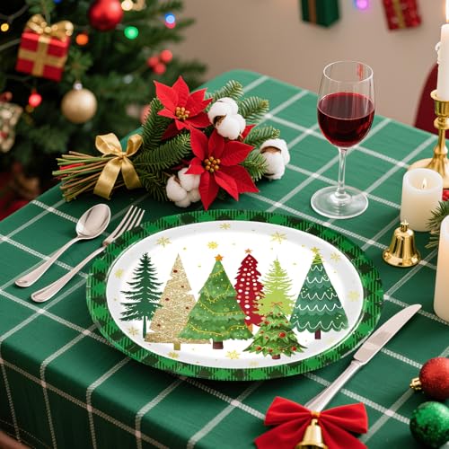 50Pcs Christmas Trees Oval Paper Plates - Grencian