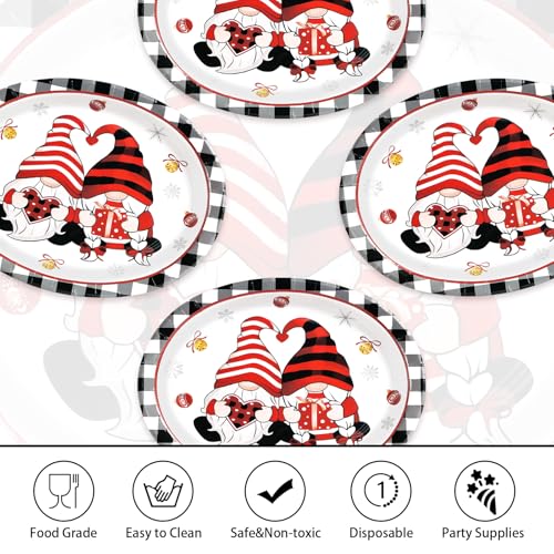 50Pcs Christmas Two Gnomes Oval Paper Plates - Grencian