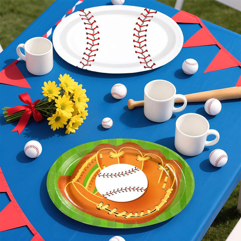 50Pcs Classic Baseball Oval Paper Plates - Grencian
