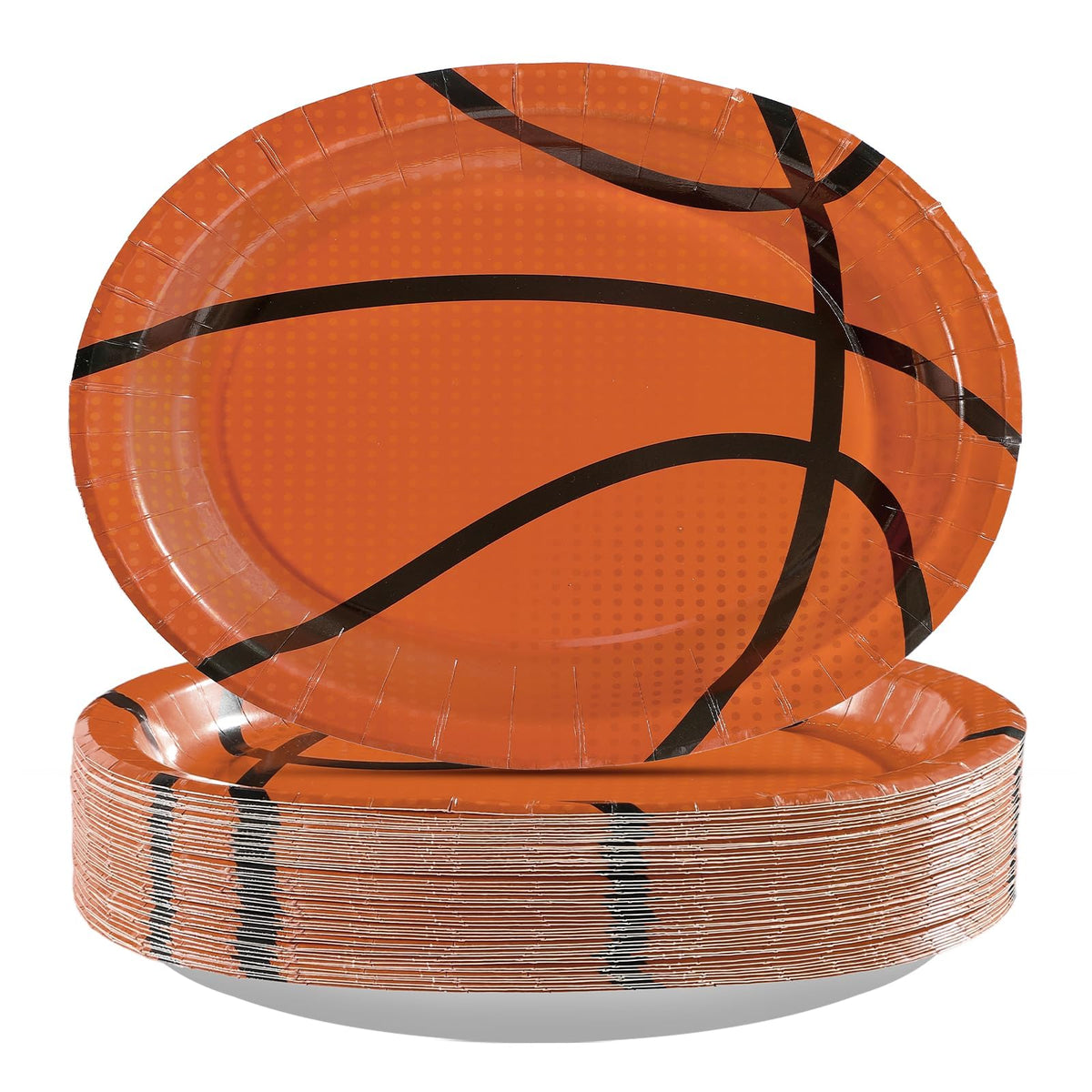 50Pcs Classic Basketball Oval Paper Plates - Grencian