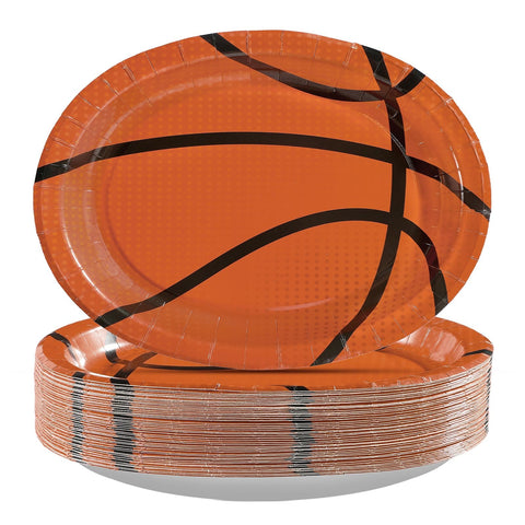 50Pcs Classic Basketball Oval Paper Plates - Grencian