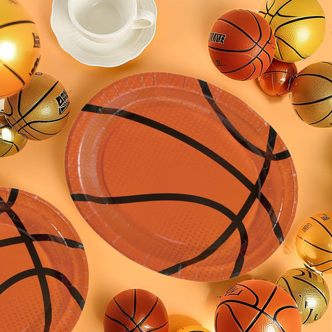 50Pcs Classic Basketball Oval Paper Plates - Grencian
