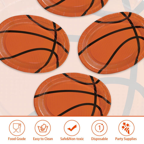 50Pcs Classic Basketball Oval Paper Plates - Grencian