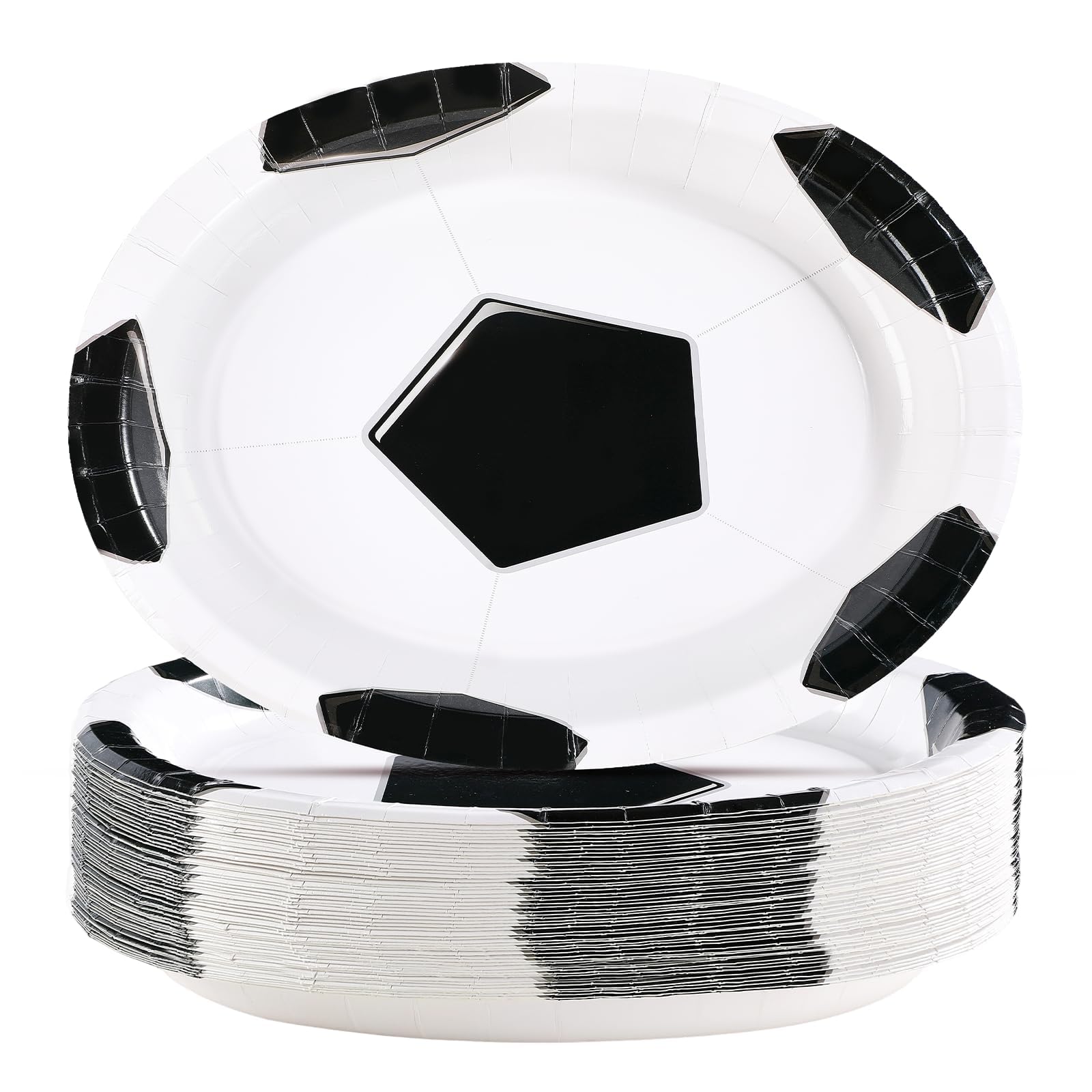 50Pcs Classic Soccer Oval Paper Plates - Grencian