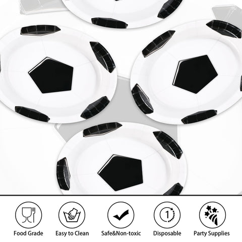 50Pcs Classic Soccer Oval Paper Plates - Grencian
