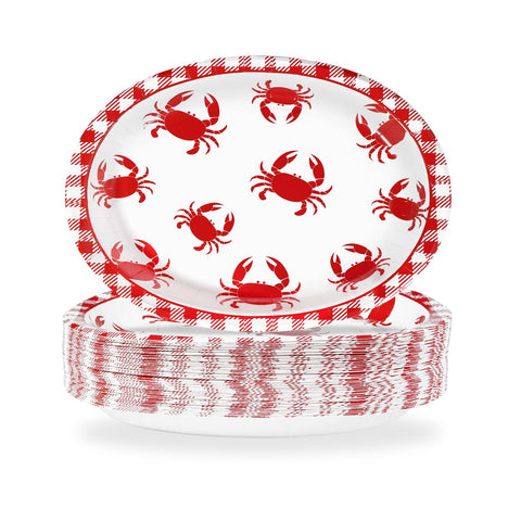 50Pcs Crab Boil Oval Paper Plates - Grencian