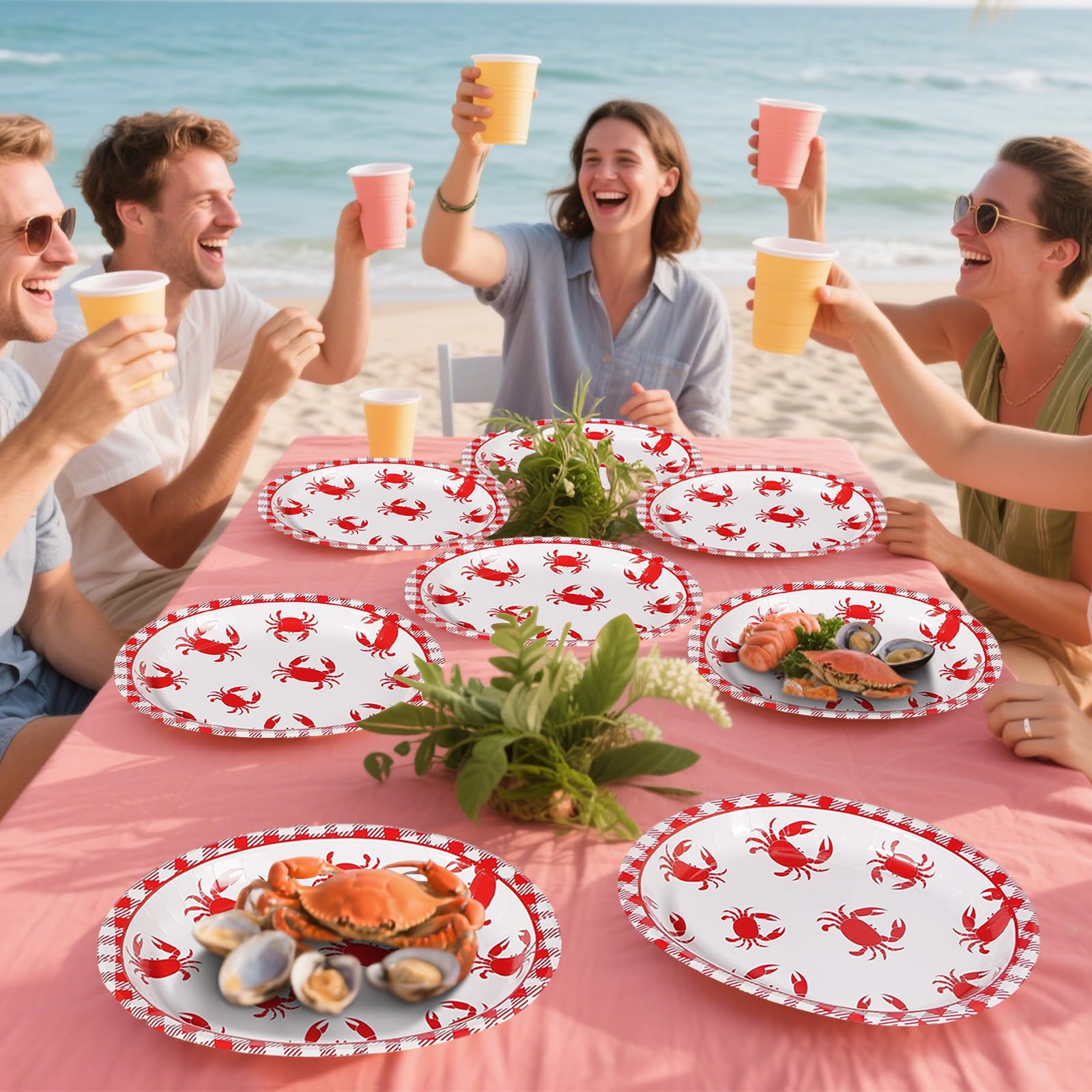 50Pcs Crab Boil Oval Paper Plates - Grencian