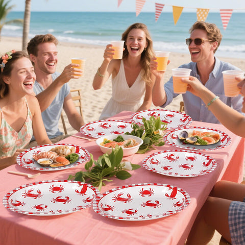 50Pcs Crab Boil Oval Paper Plates - Grencian
