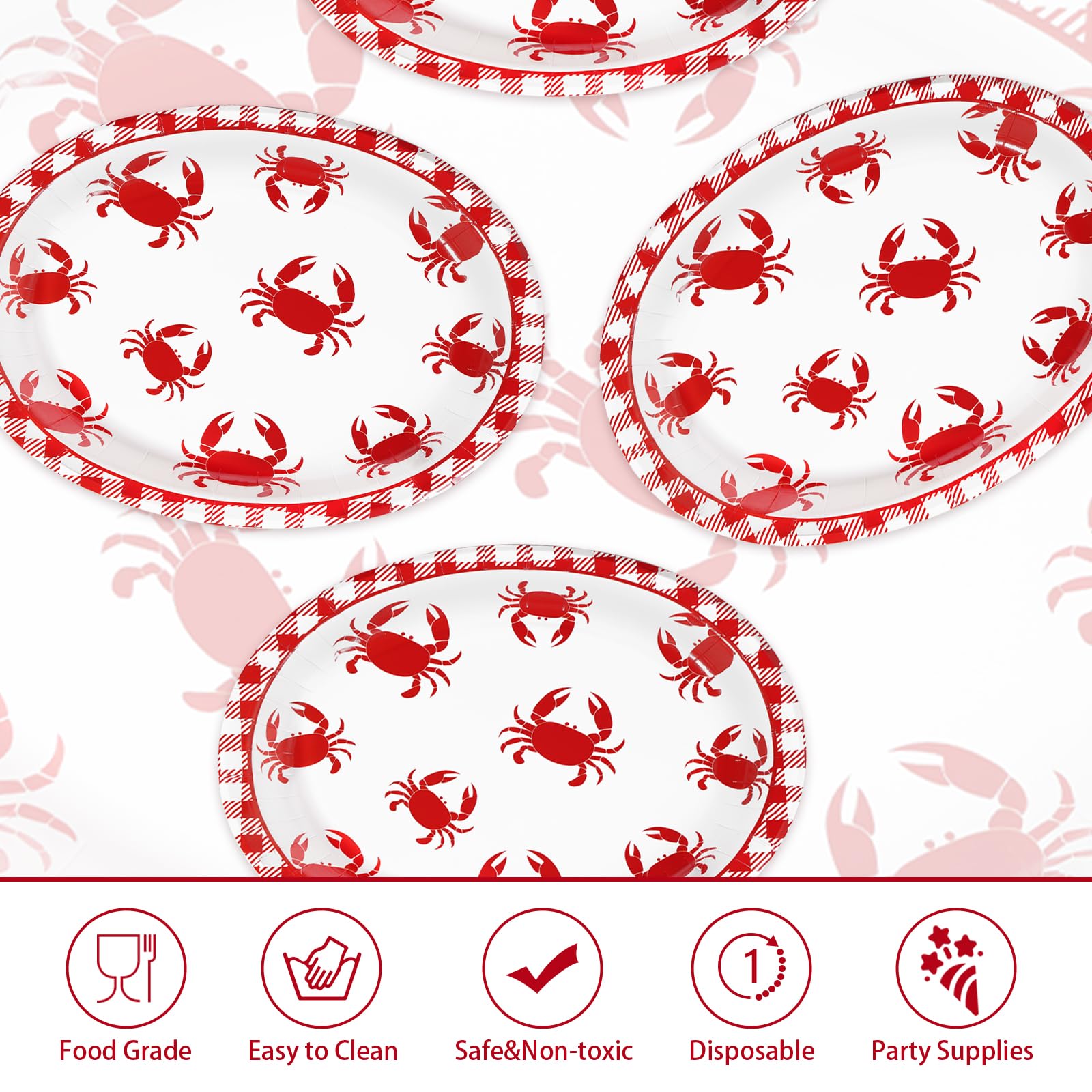 50Pcs Crab Boil Oval Paper Plates - Grencian