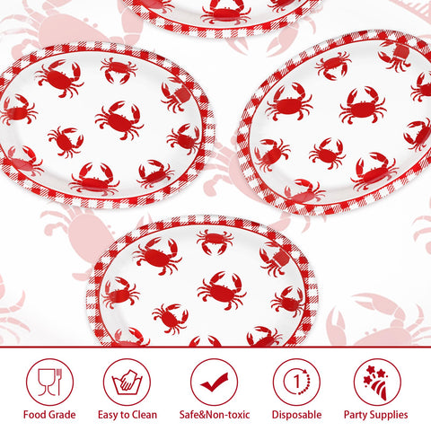 50Pcs Crab Boil Oval Paper Plates - Grencian