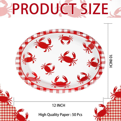 50Pcs Crab Boil Oval Paper Plates - Grencian