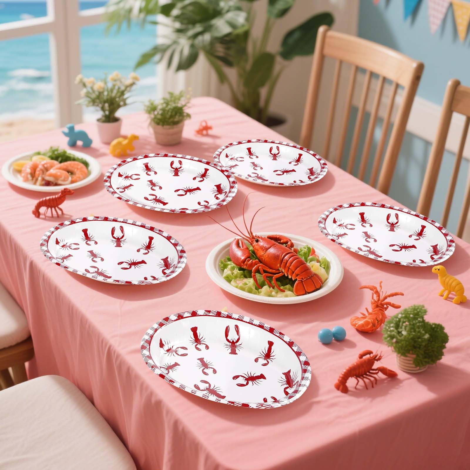 50 Pcs Crawfish Boil Oval Paper Plates - Grencian