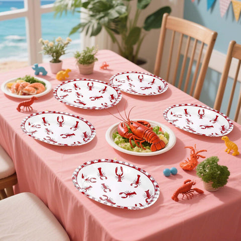 50 Pcs Crawfish Boil Oval Paper Plates - Grencian
