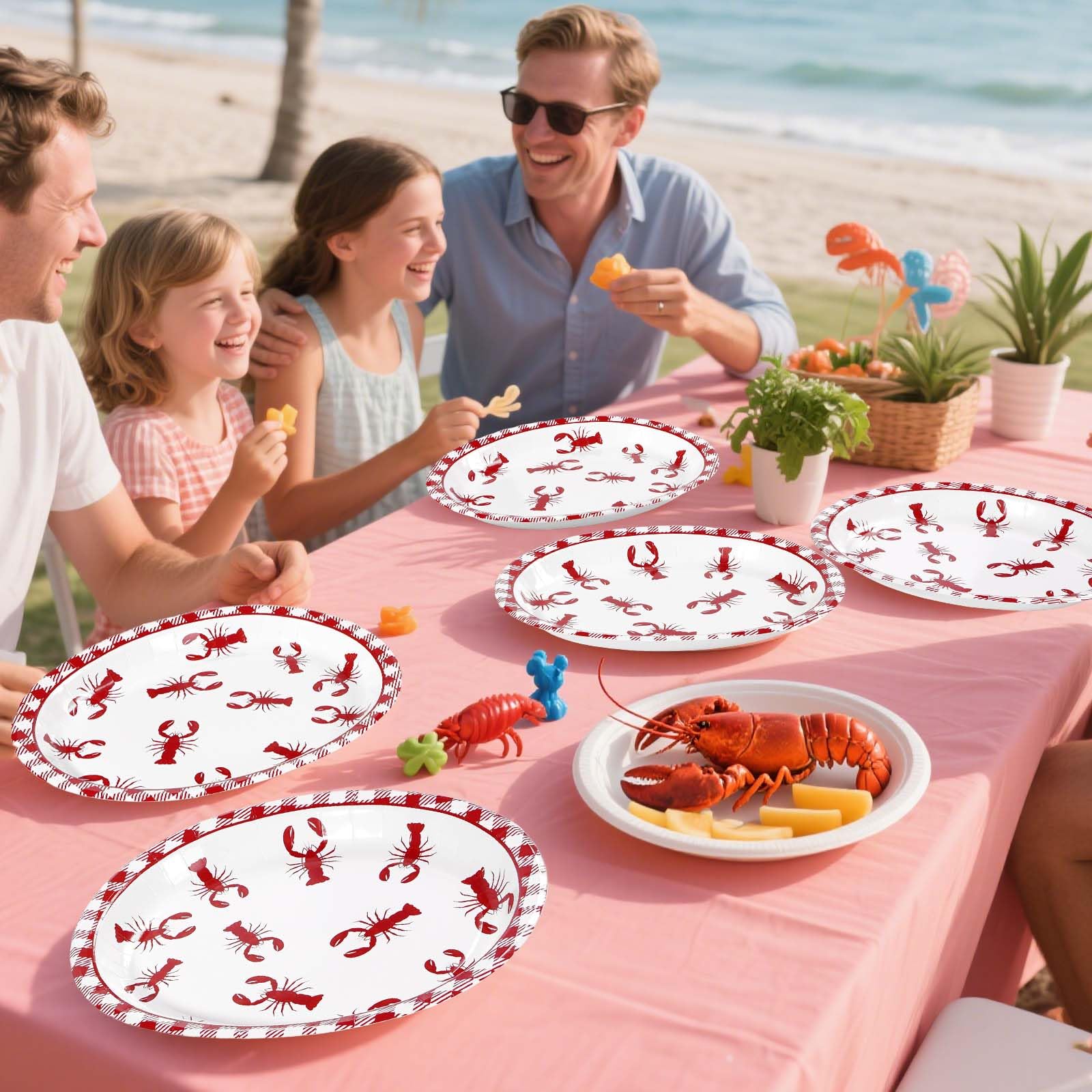 50 Pcs Crawfish Boil Oval Paper Plates - Grencian